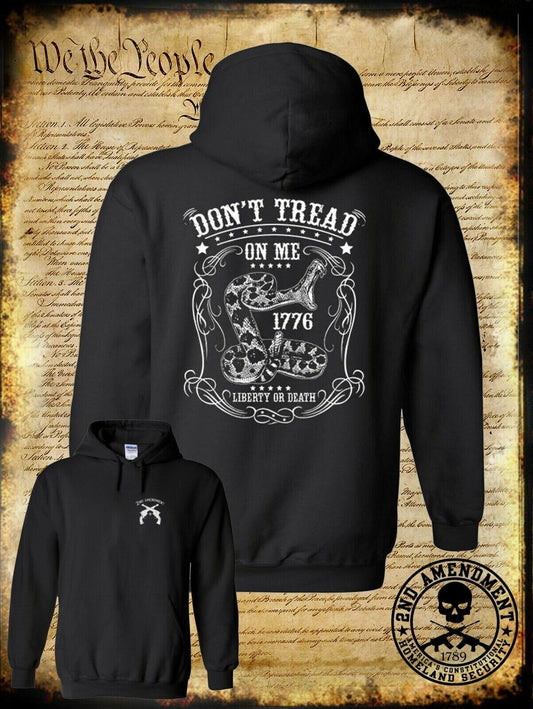 Don't Tread On Me, Liberty or Death 1776 Hoodie - Pro Gun Firearm 2nd Amendment