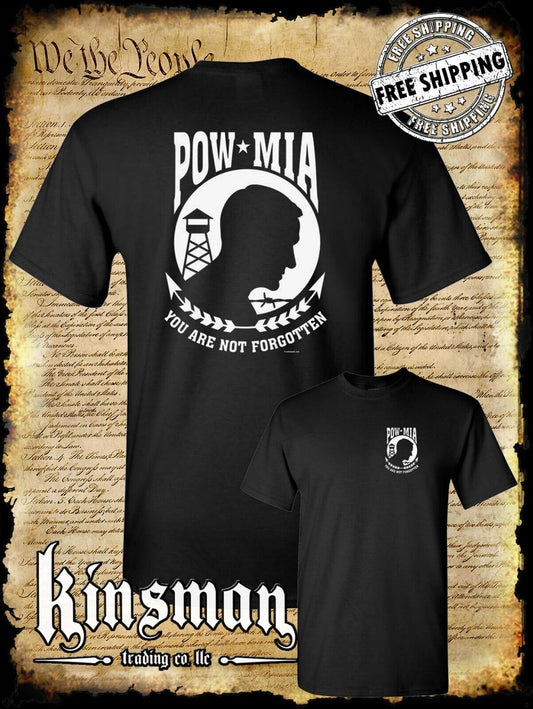 POW - MIA 2-Sided T-Shirt / USA Veteran Marine Army Navy Military