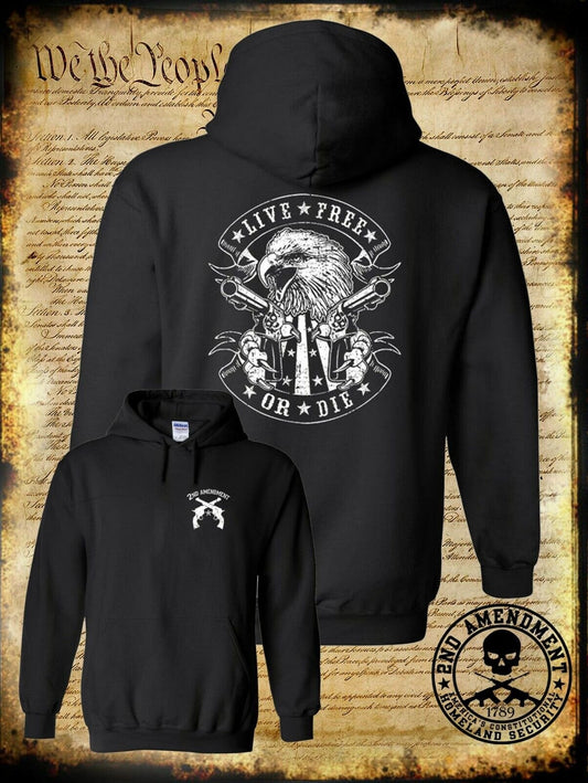 Live Free or Die American Eagle Hoodie 2nd Amendment Pro-Gun Firearm Rights USA