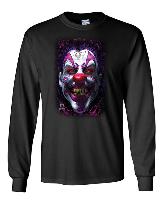 Licensed Tom Wood Keep Smiling Long Sleeve T-Shirt - Insane Clown Wicked Killer