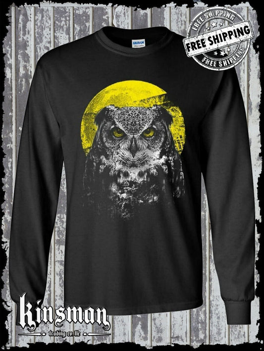 Night Owl Long Sleeve T-Shirt Bird Nature Wildlife Wilderness Wisdom Moon Indian
