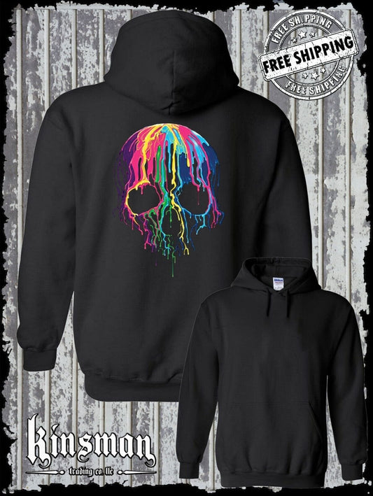 Liquid Blue Neon Melting Skull Dripping Party Hoodie Sweatshirt