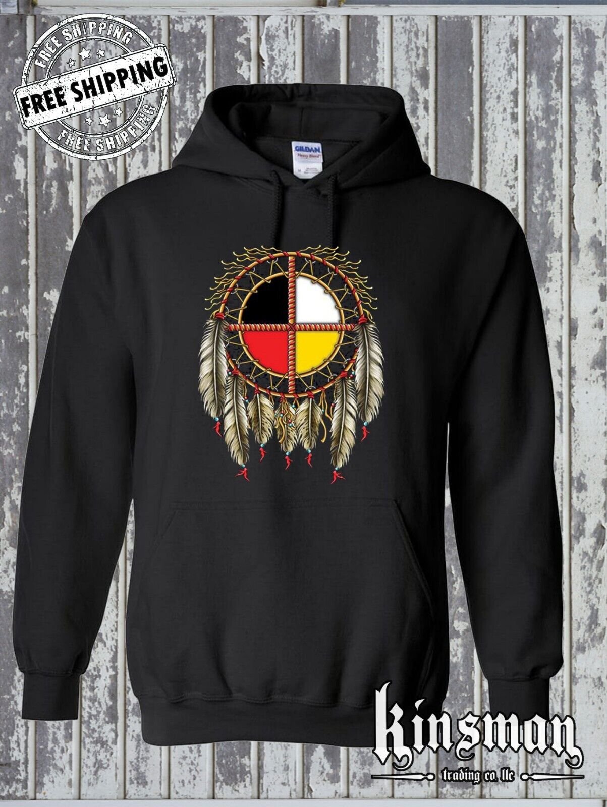 The Medicine Wheel Dreamcatcher Hoodie / Native American Indian Sweatshirt