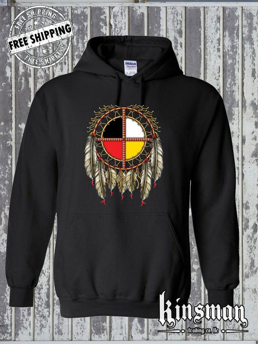 The Medicine Wheel Dreamcatcher Hoodie / Native American Indian Sweatshirt