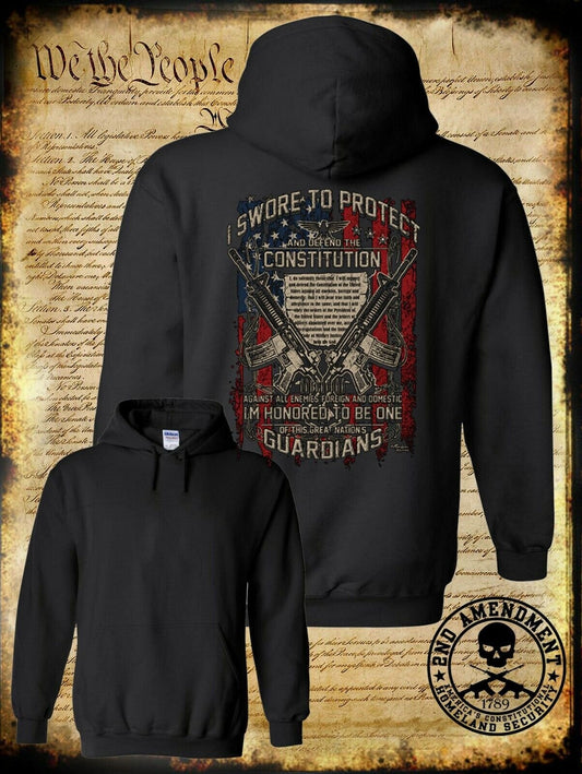 Swore To Protect Constitution 2nd Amendment Hoodie American Flag AR-15 Pro-Gun