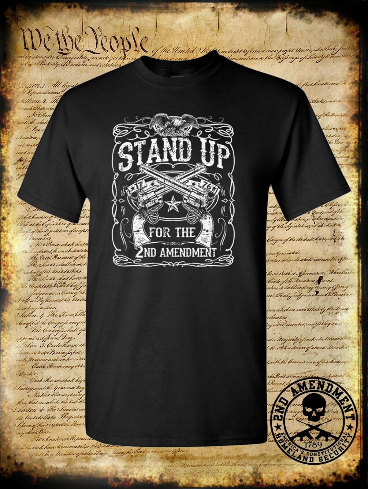 Stand Up for the 2nd Amendment T-Shirt / USA Eagle 1776 Proud American Freedom