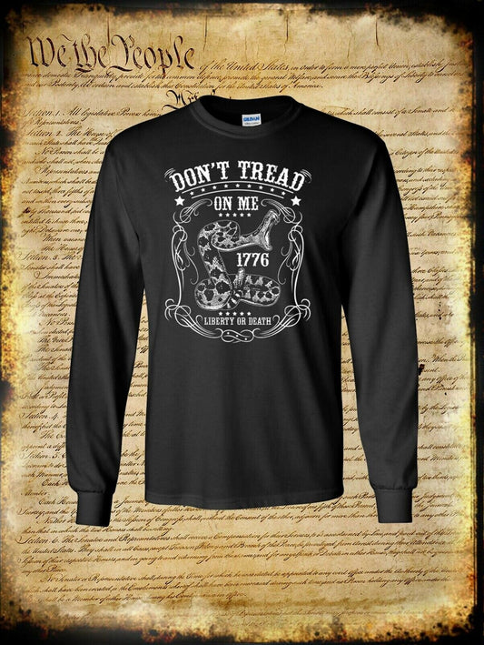Don't Tread on Me Snake Liberty or Death 1776 Long Sleeve T-Shirt 2nd Amendment