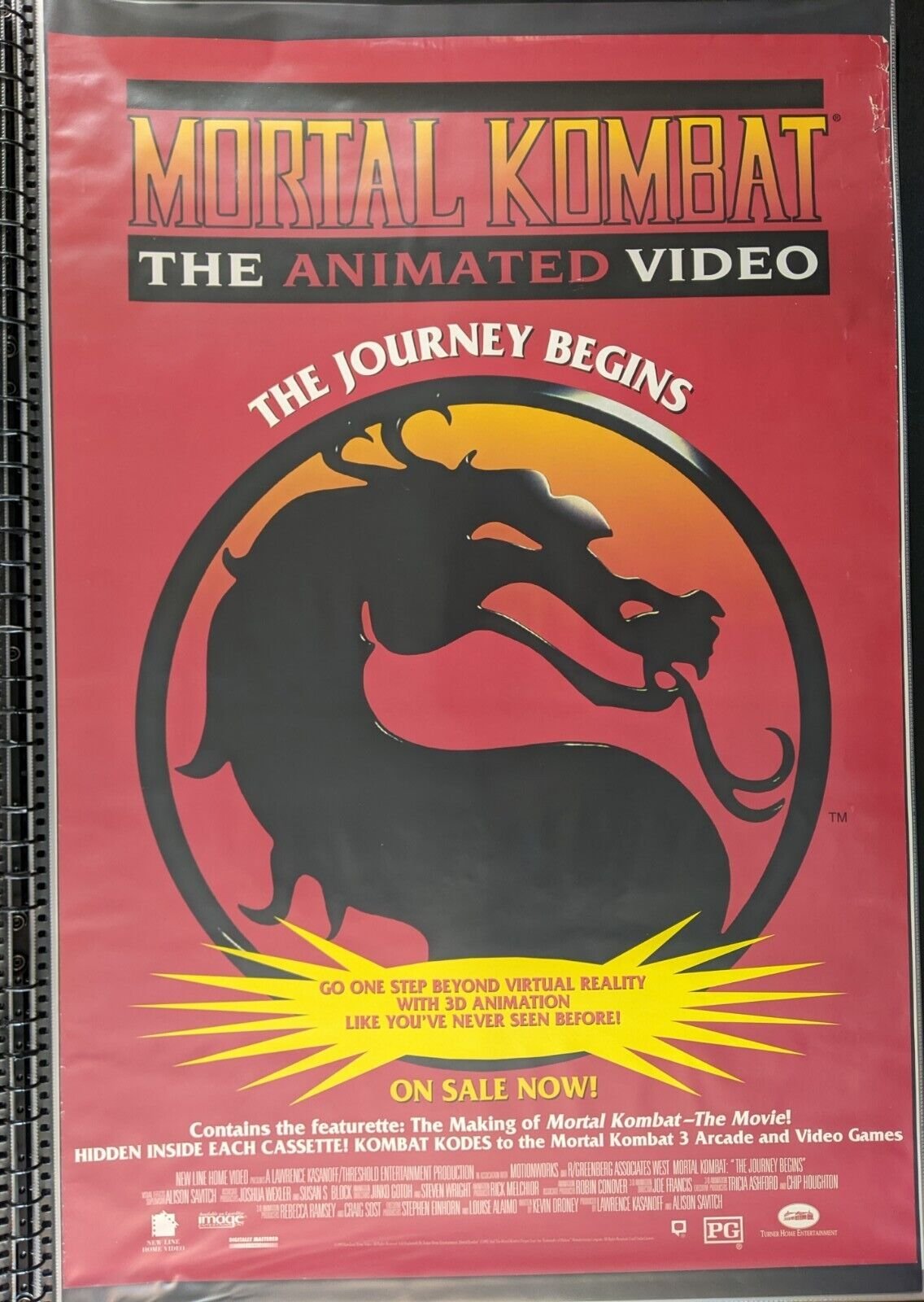 Mortal Kombat Animated Video Original 27x40 One Sheet Poster 90's