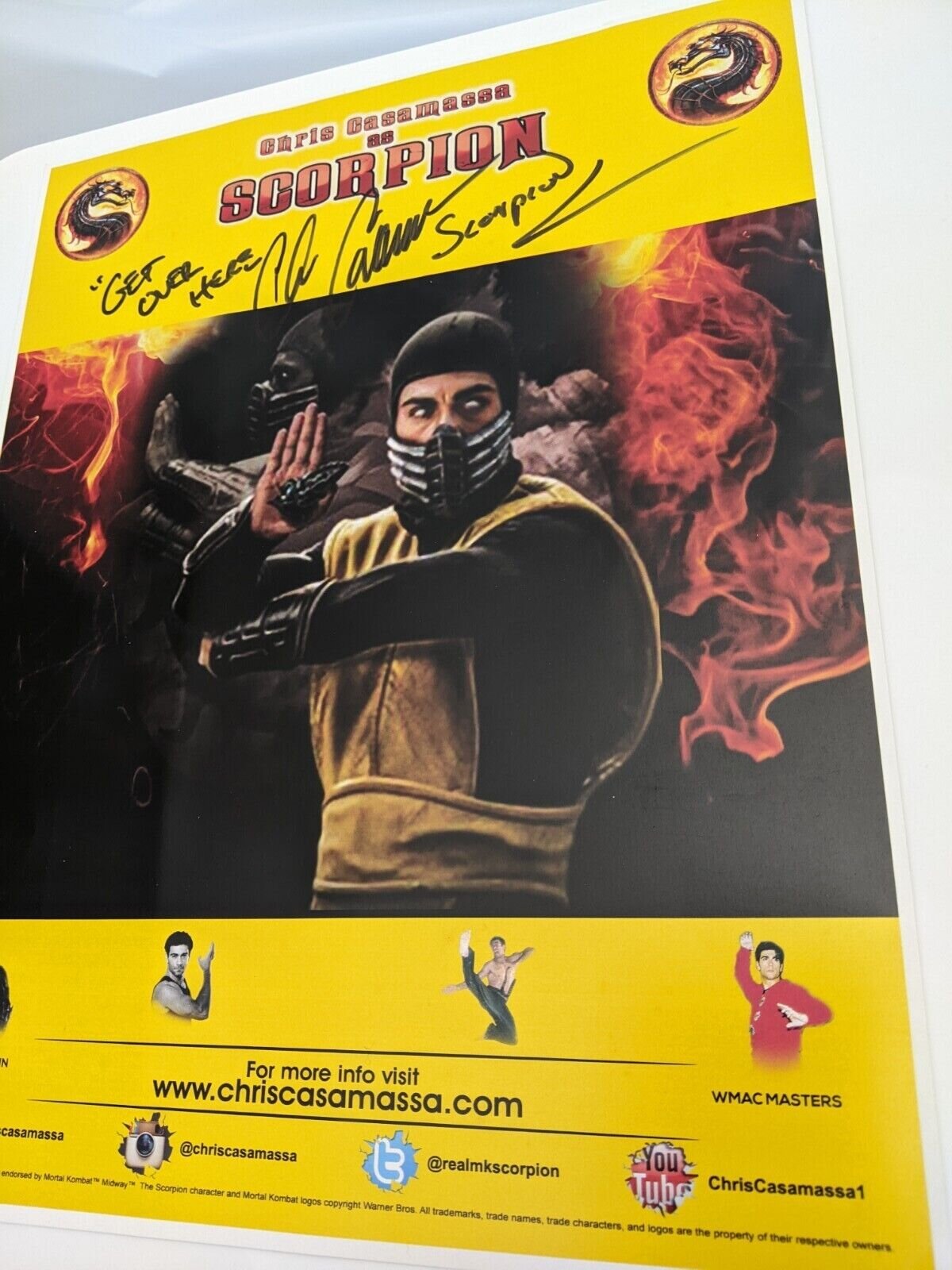 CHRIS CASAMASSA As Scorpion Signed / Autographed 9x11 Photo MORTAL KOMBAT 1995