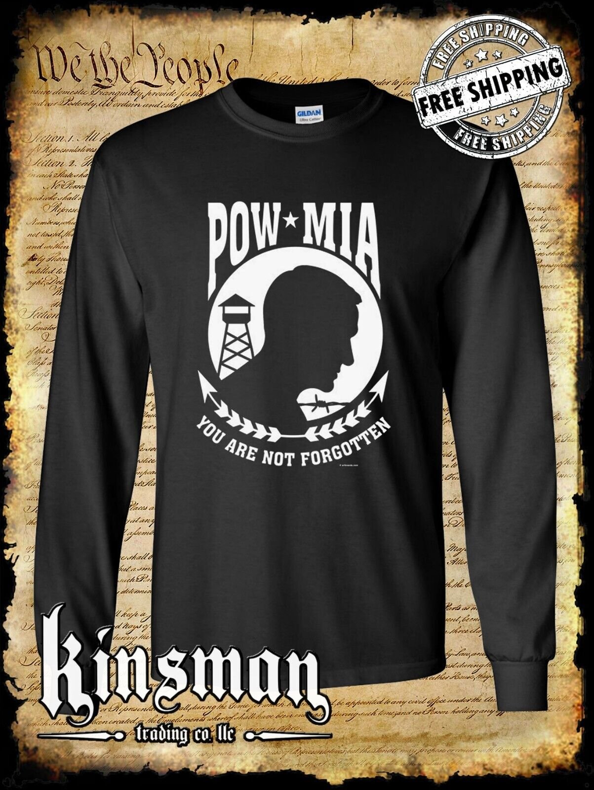POW - MIA Long Sleeve T-Shirt - USA Veteran Marine Army Navy Military