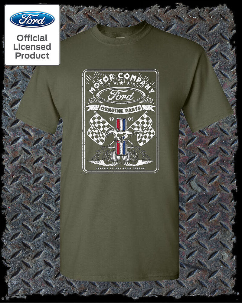 Ford Vintage Style 1903 Racing Flags T-Shirt / Official Licensed Mustang F-150