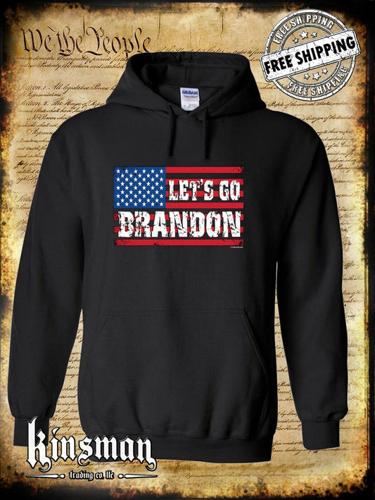 Let's Go Brandon US Flag Hoodie Sweatshirt - FJB Trump 2024 American USA