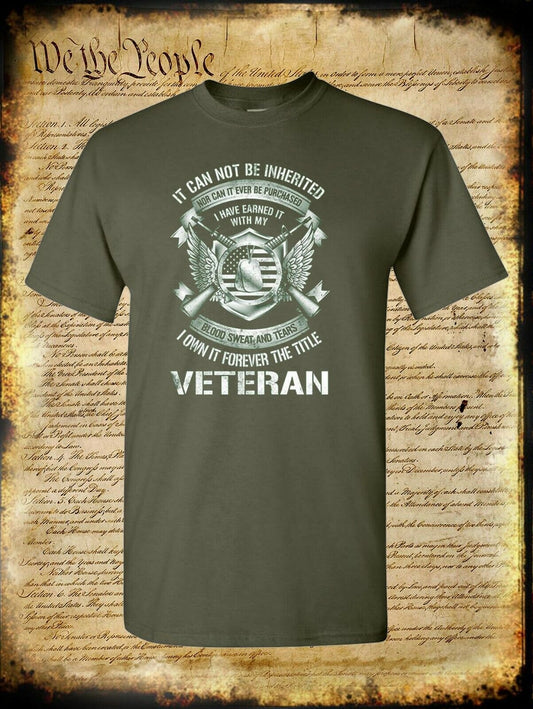 Military Veteran T-Shirt - USA Flag Blood Sweat Tears - Army Marines Navy