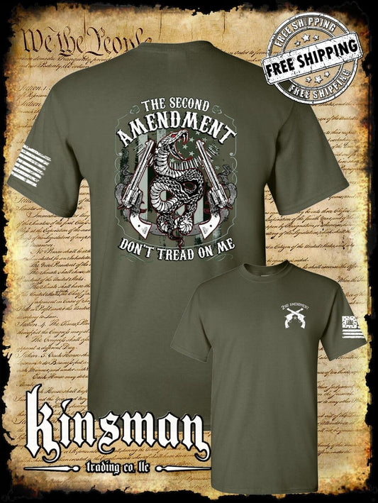 Second Amendment Don't Tread on Me Rattlesnake 2-Sided T-Shirt .45 Revolvers