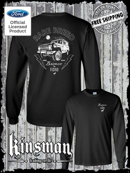 Ford Bronco Rare Breed 2-Sided Black Long Sleeve T-Shirt