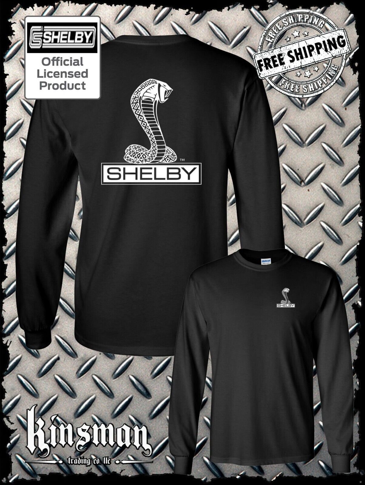 Shelby Cobra Logo 2 Sided Long Sleeve T-Shirt Official Licensed Product