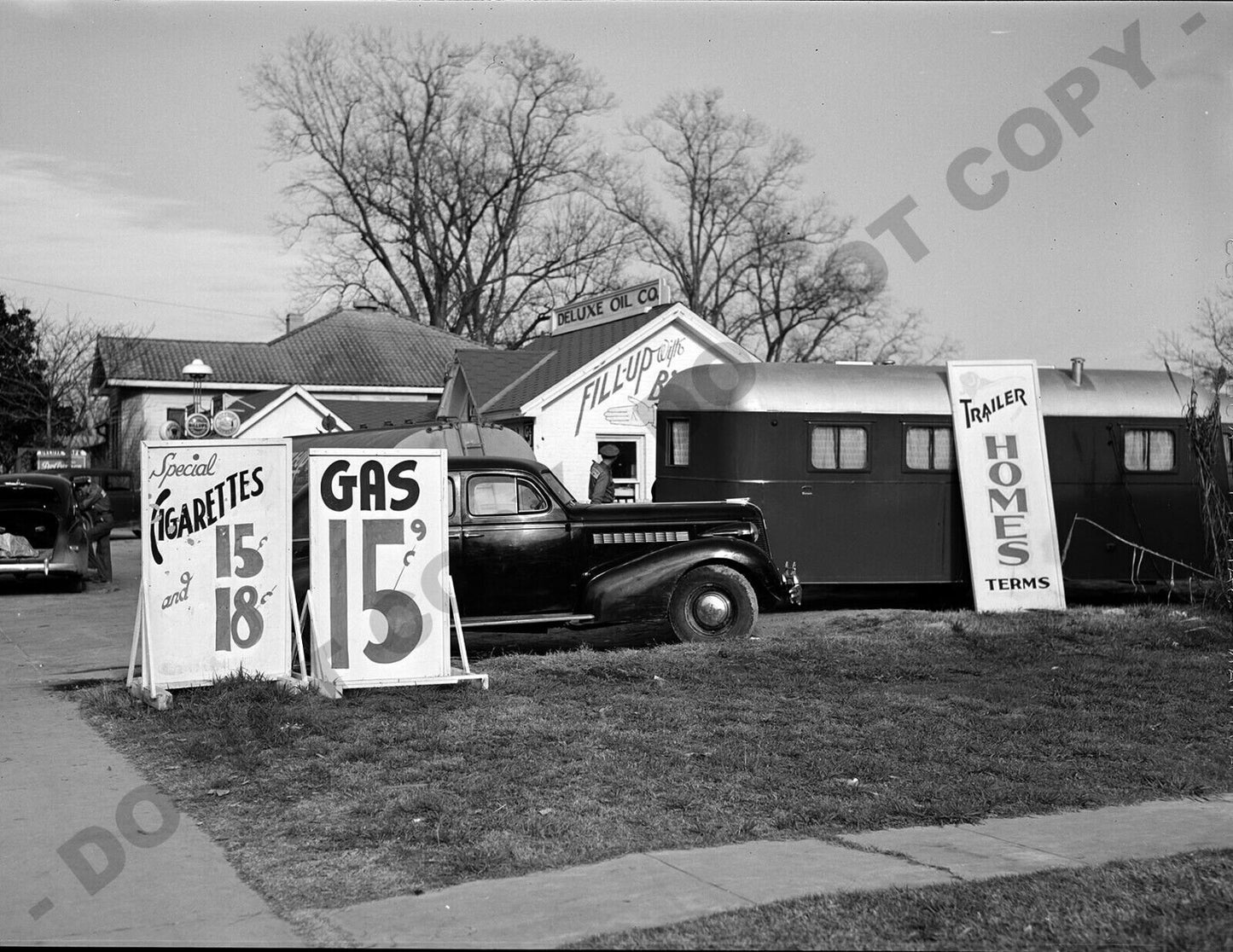 1940's Gas Station / Cigarette / Trailer Signboards Alexandria, LA Photo Reprint