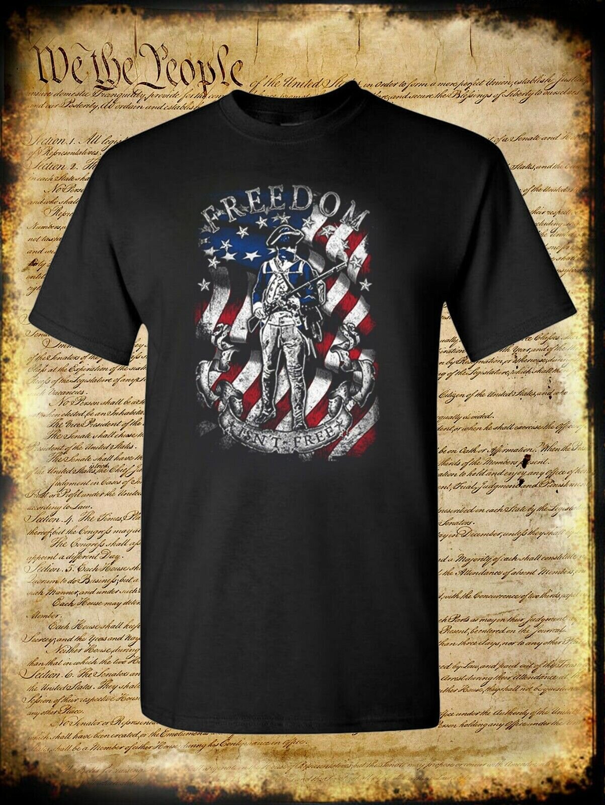 Freedom Isn't Free Patriotic American Flag T-Shirt - 2nd Amendment Pro-Gun Right