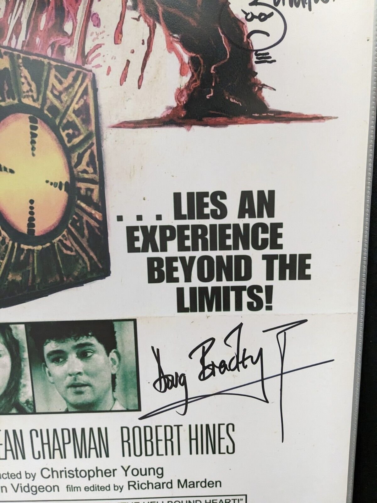Hellraiser 27x40 Movie Poster Signed by Cast & Clive Barker w/ Pinhead Sketch