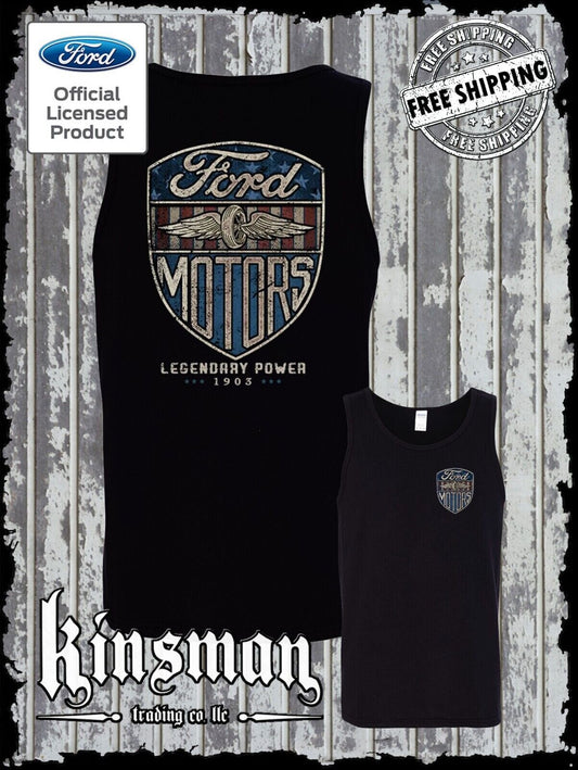 Ford Motors Legendary Power Retro Vintage Style Logo 2-Sided Tank Top T-Shirt