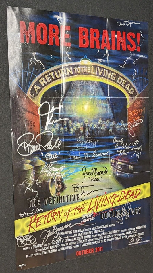 More Brains! Return of the Living Dead 12x18 Poster Signed 19x Cast & Crew