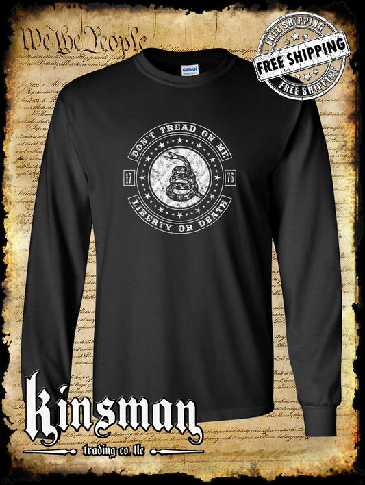 Don't Tread On Me LIBERTY or DEATH Rattlesnake Long Sleeve Hoodie / Sweatshirt USA