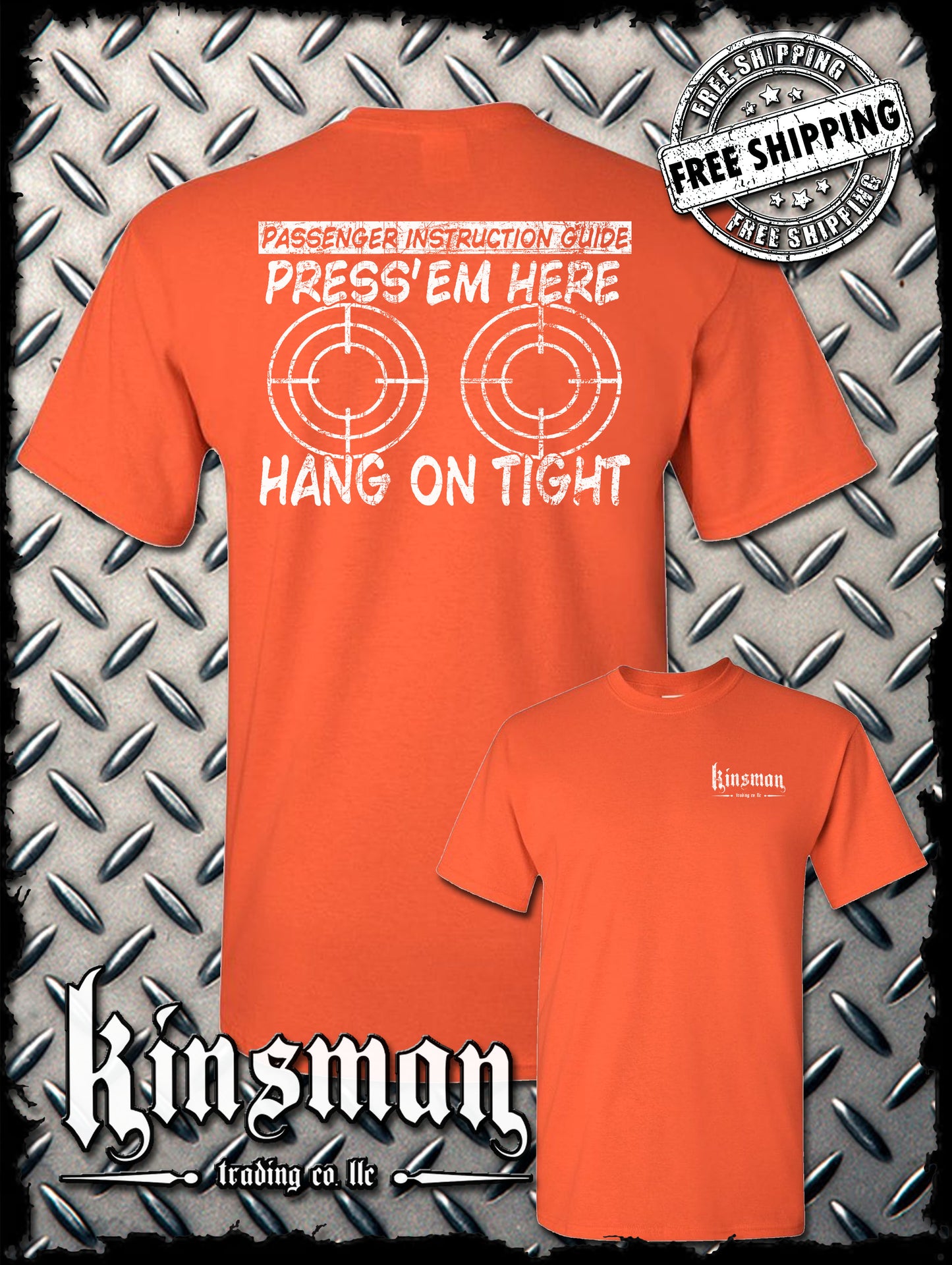 PRESS 'EM HERE Passenger Instruction Guide BIKER T-Shirt