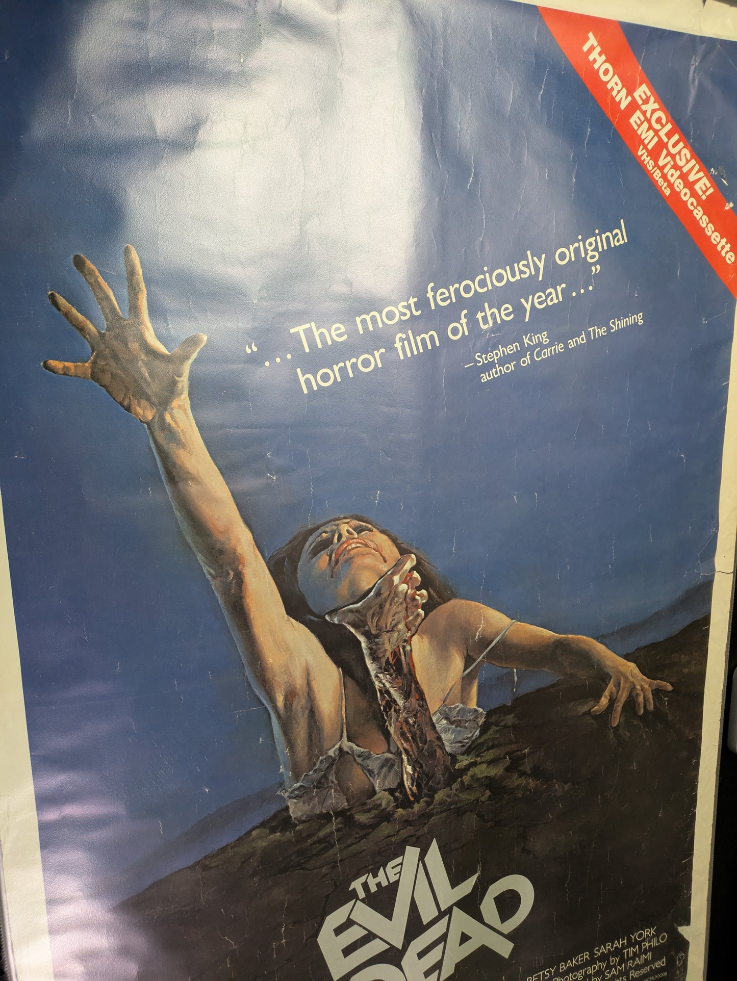 Evil Dead 27x41 Original One Sheet Rental Store Movie Poster 1983 - Rough Shape