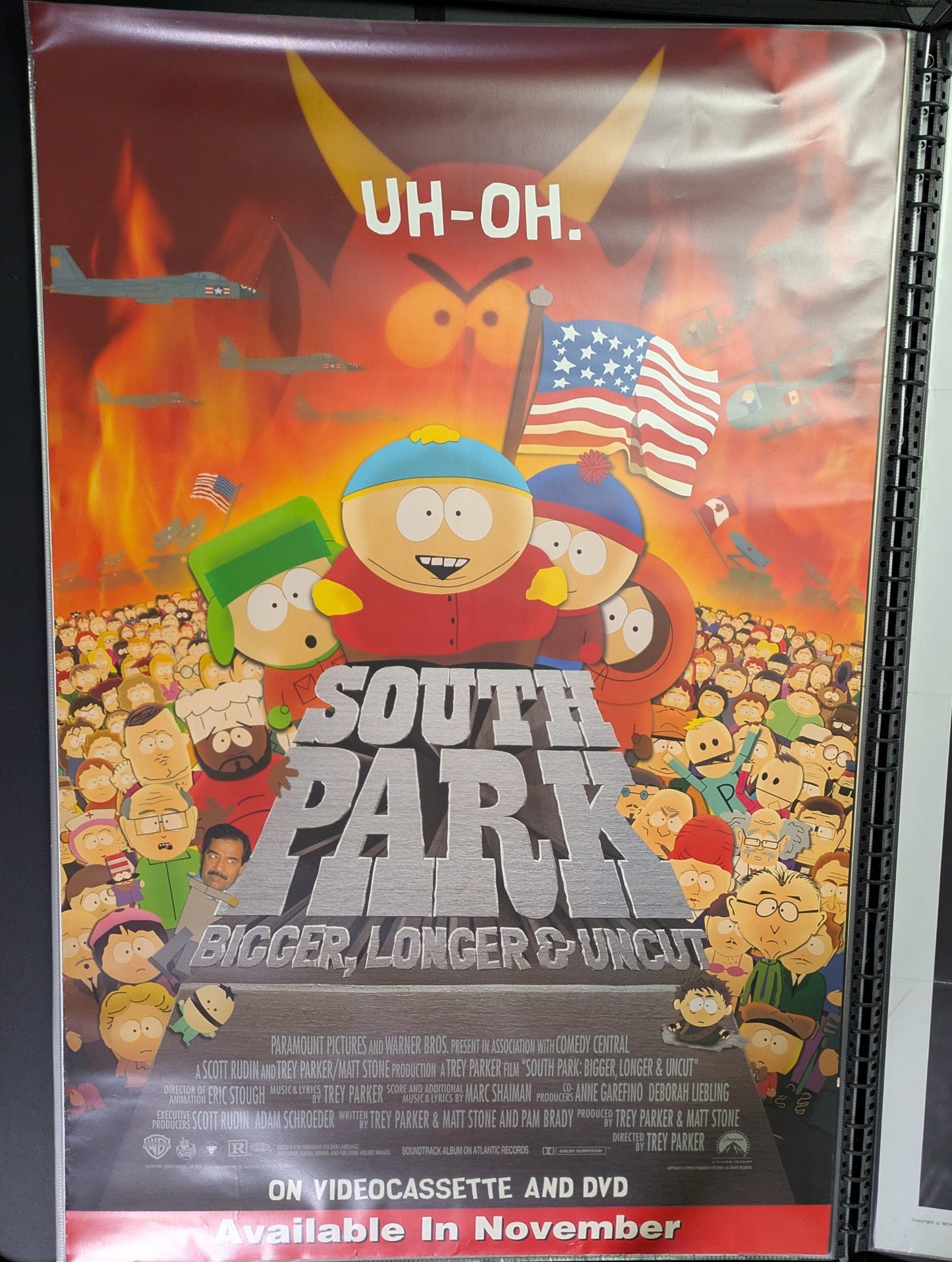 South Park Bigger Longer & Uncut 27x41 One Sheet Movie Poster DVD / VHS Promo