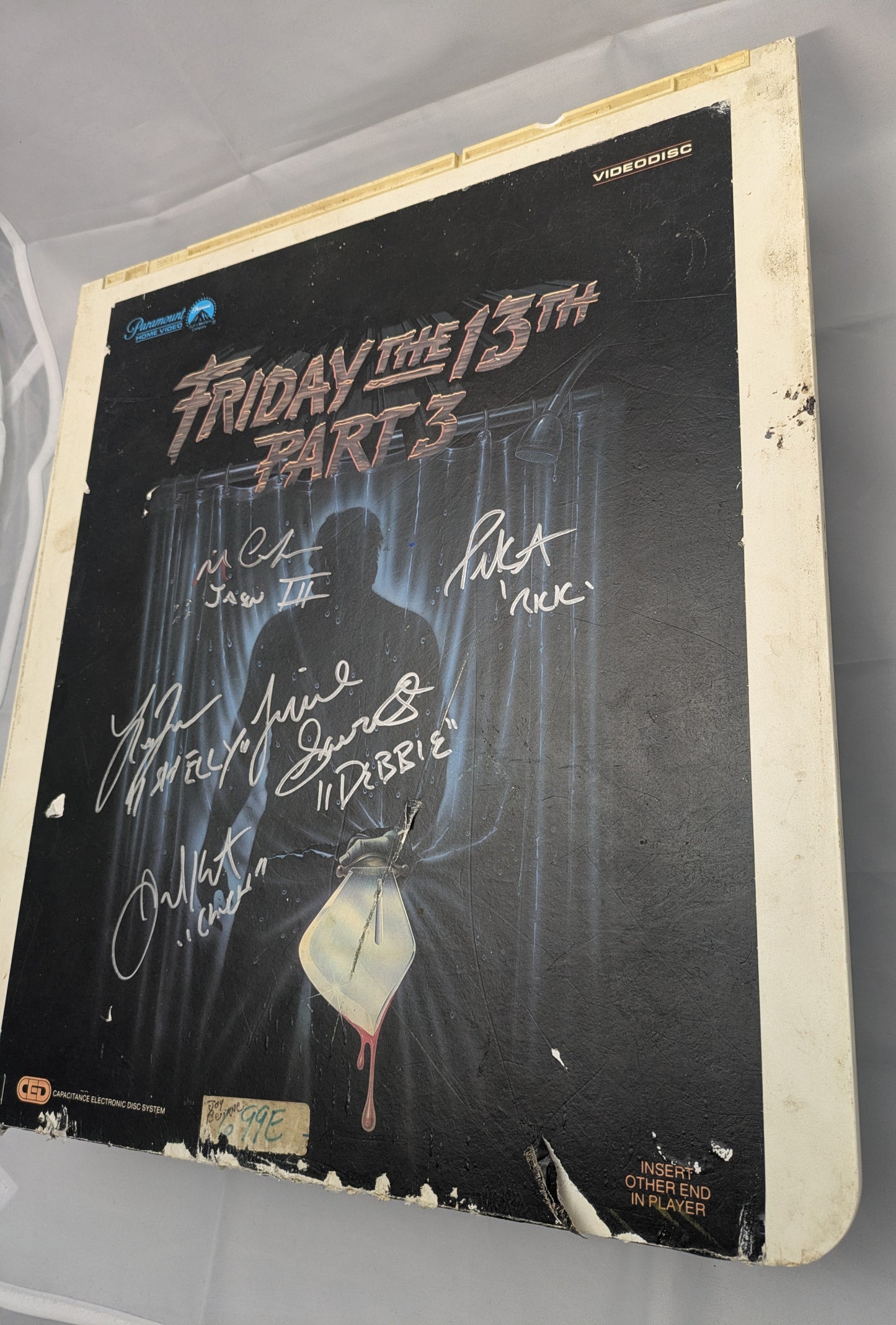Friday The 13th Part 3 Cast Signed CED Video Disc Vintage Rough Shape