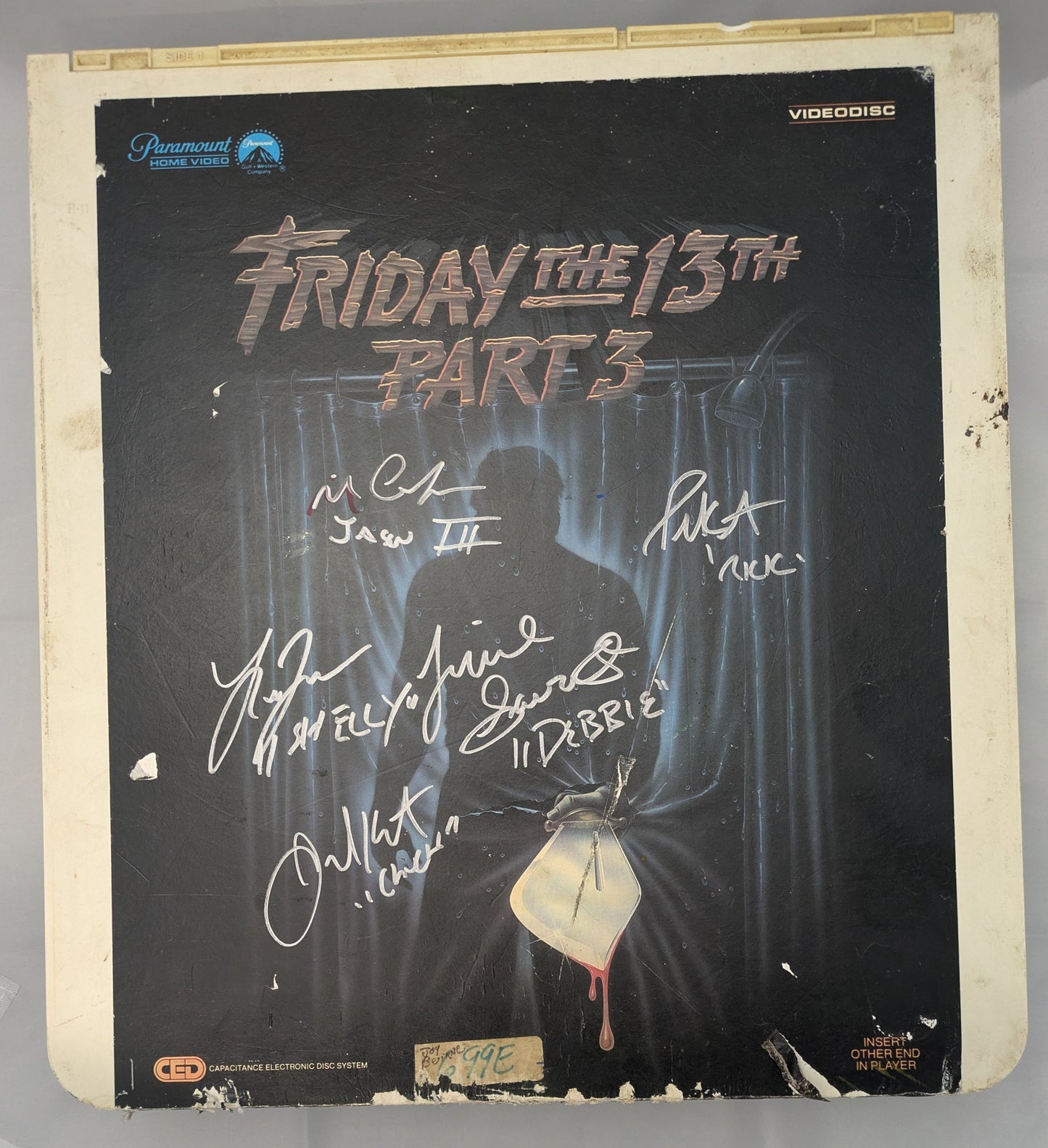 Friday The 13th Part 3 Cast Signed CED Video Disc Vintage Rough Shape