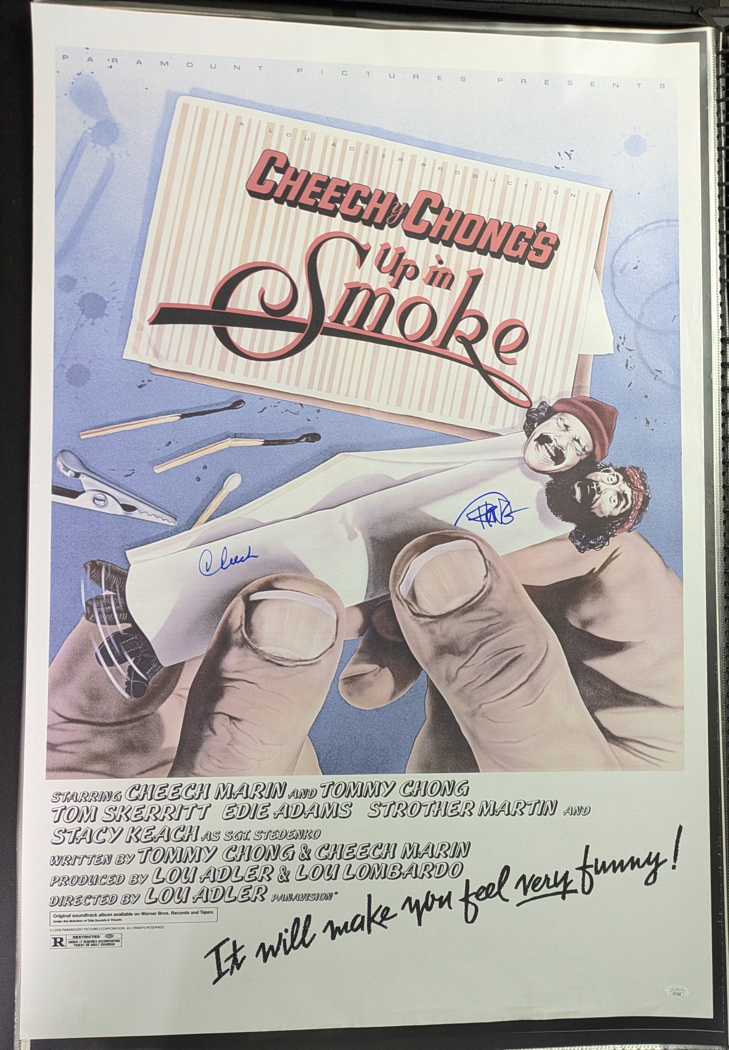 Cheech & Chong Up in Smoke Signed Poster 27x40 JSA COA