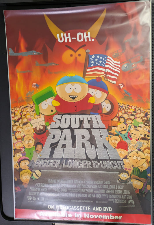 South Park Bigger Longer & Uncut 27x41 One Sheet Movie Poster DVD / VHS Promo
