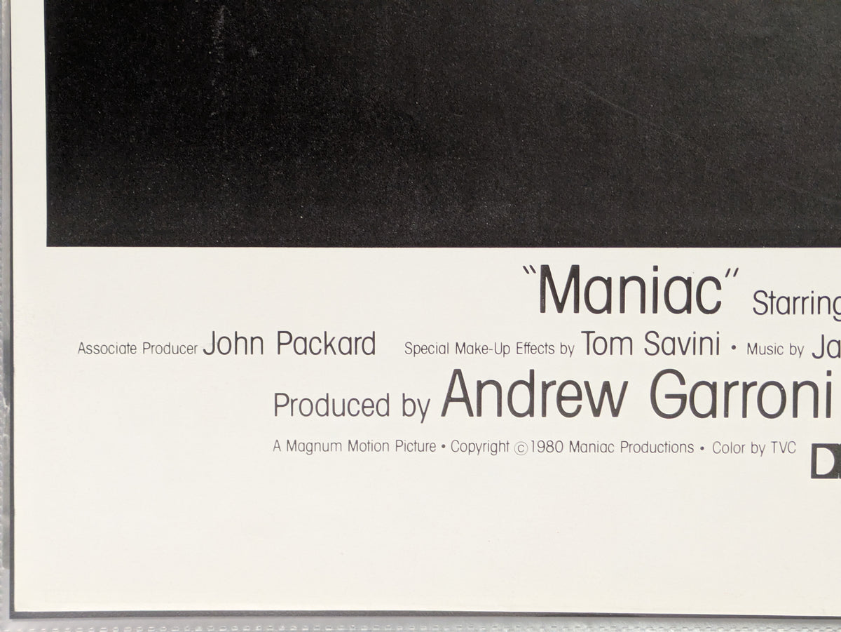 Original Maniac 1980 One Sheet Movie Poster 27x41 Signed x2 Tom Savini & Lustig