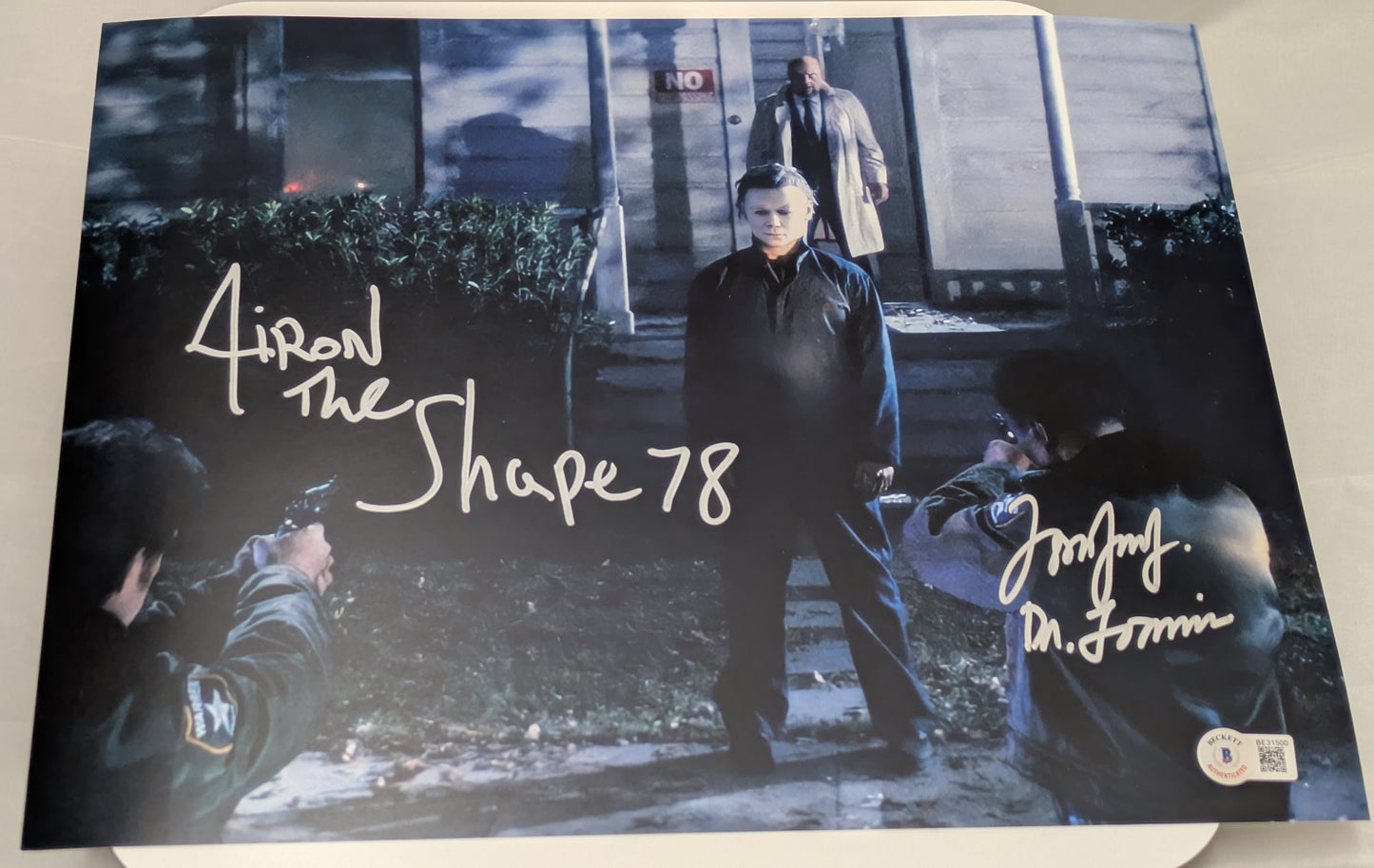 Airon Armstrong Tom Jones Jr Signed Halloween 11x14 Photo BAS COA Michael Myers