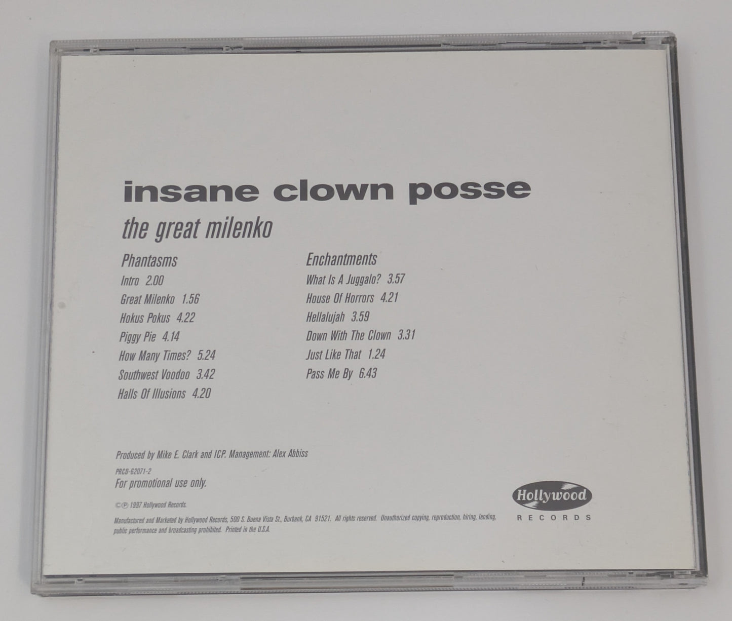 Insane Clown Posse ICP Great Milenko Hollywood Records White Advance / Promo CD