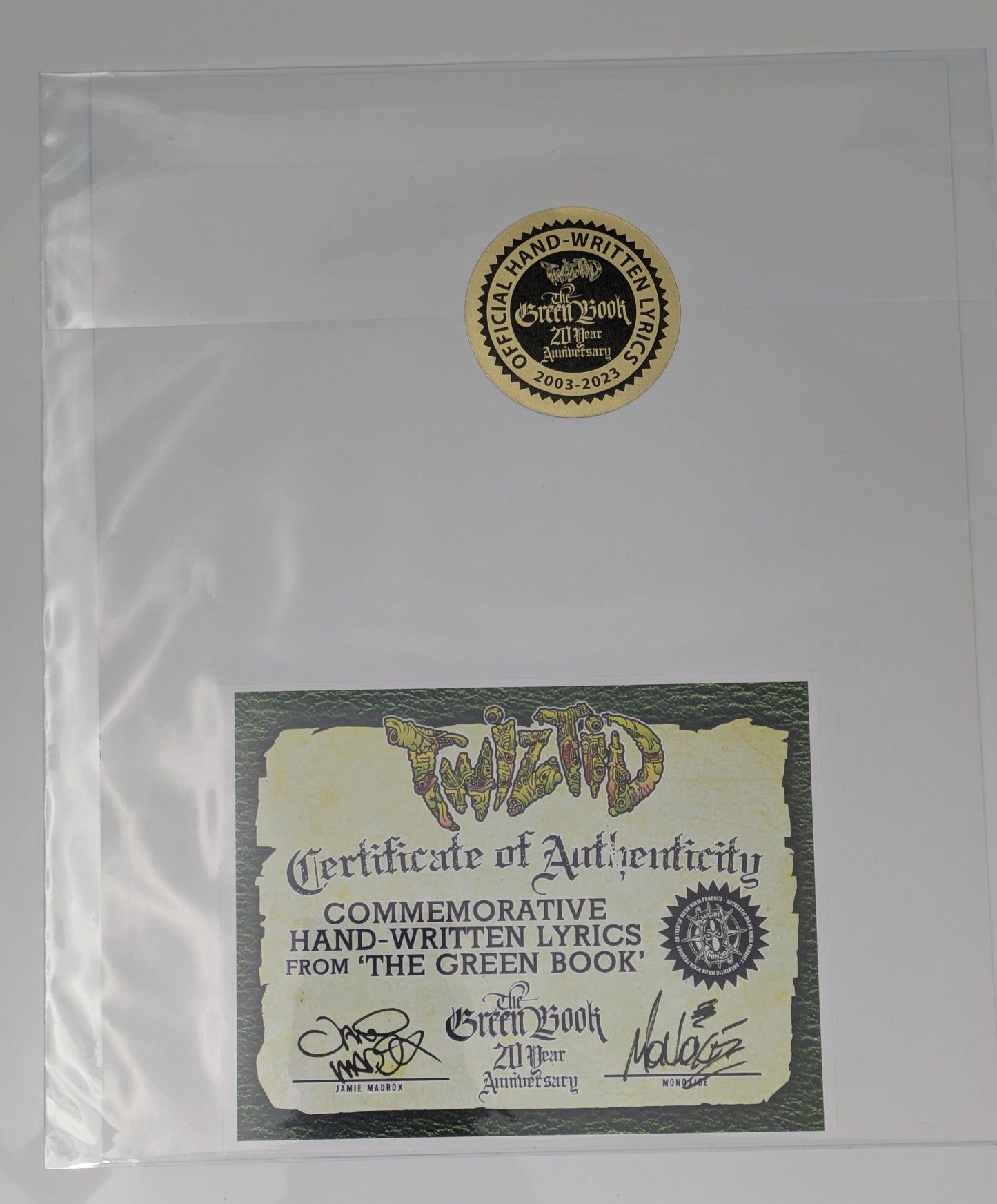 Twiztid Hand Written Signed Lyric Sheet Monoxide Frank En Stein Green Book ICP