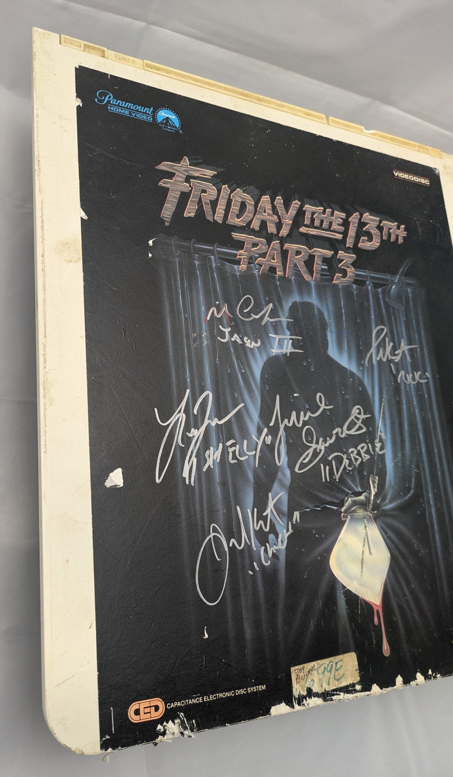 Friday The 13th Part 3 Cast Signed CED Video Disc Vintage Rough Shape