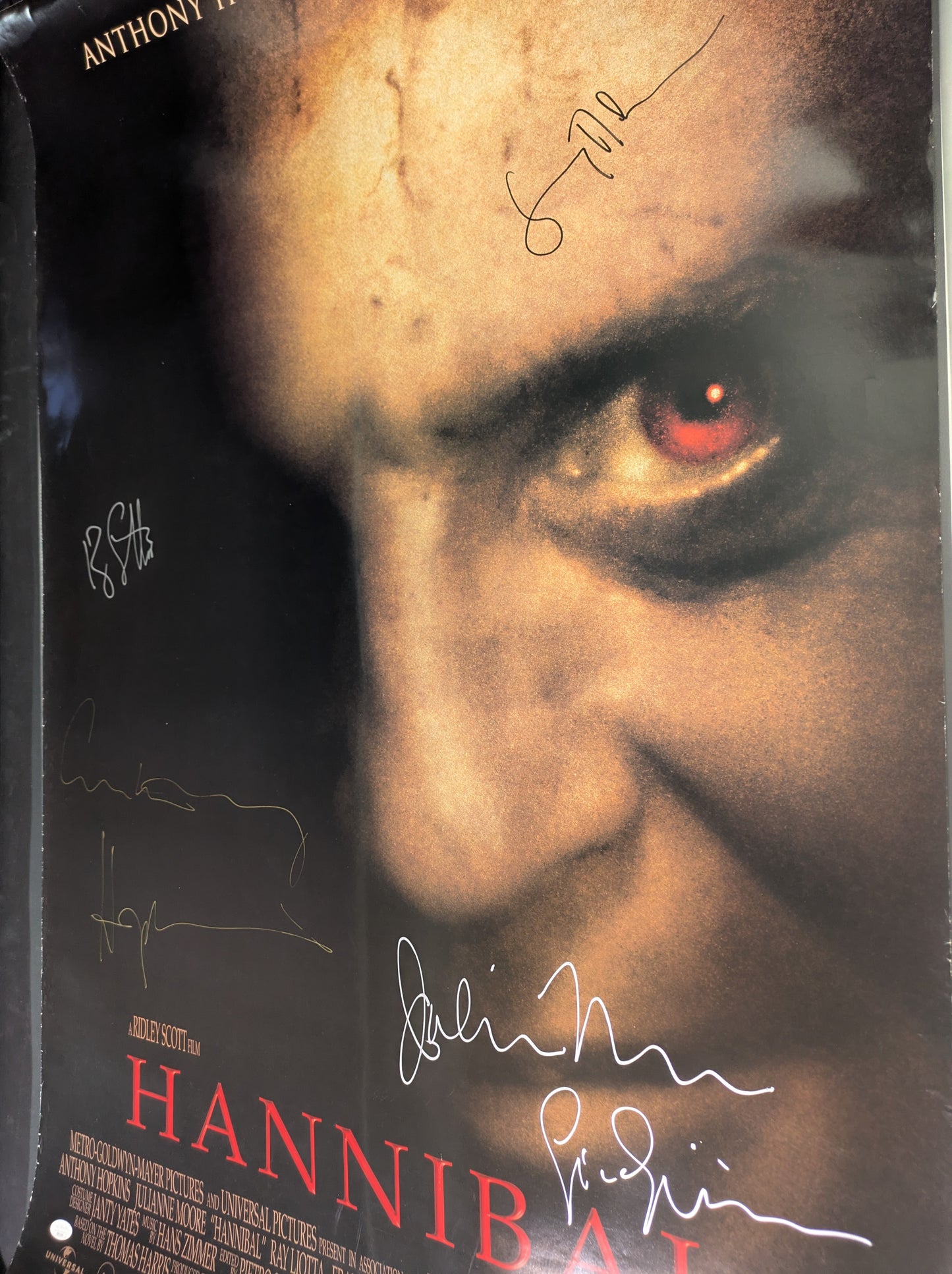 Hannibal 27x40 Poster Signed By Anthony Hopkins Julianne Moore Gary Oldman JSA