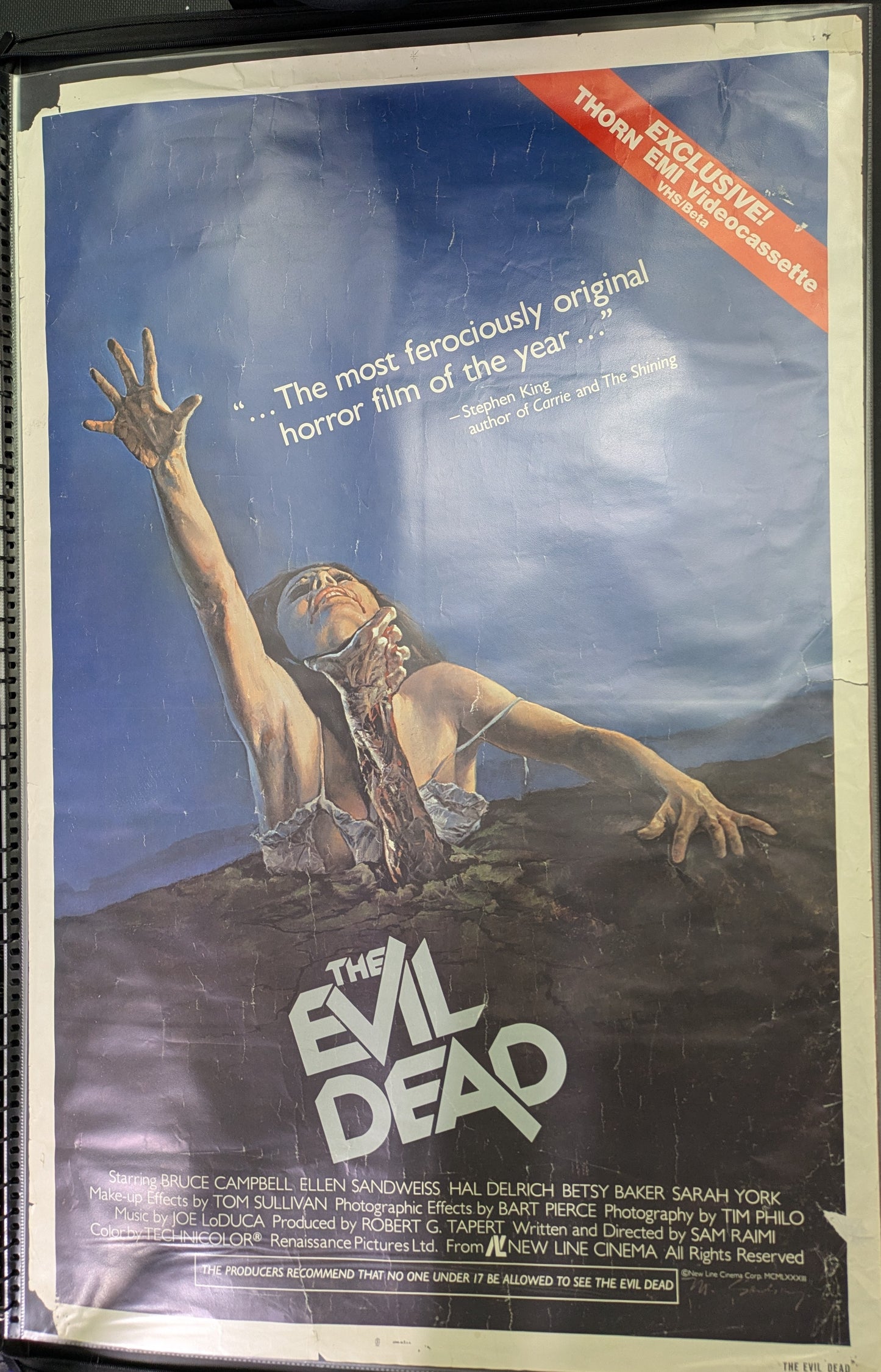 Evil Dead 27x41 Original One Sheet Rental Store Movie Poster 1983 - Rough Shape