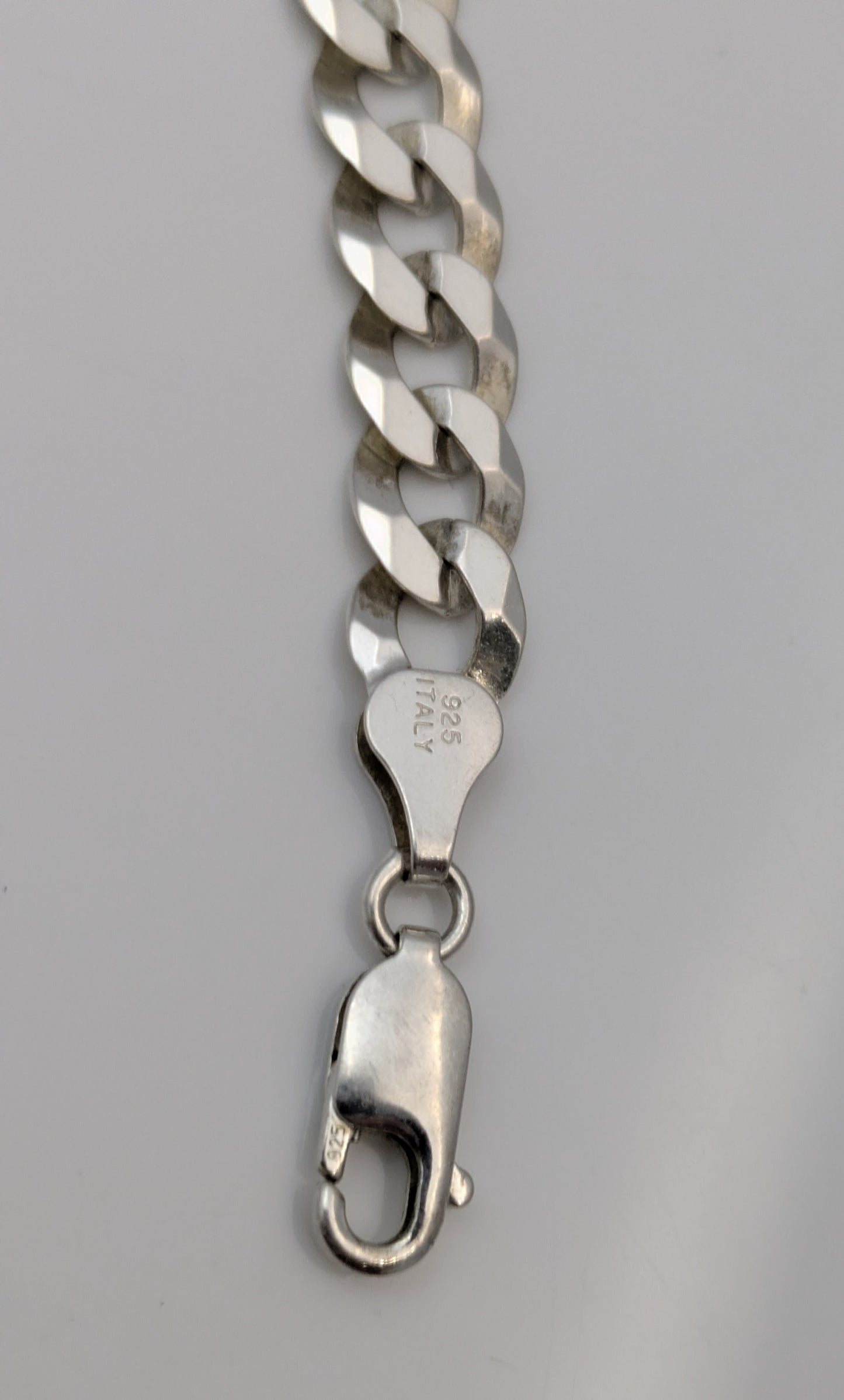 925 Sterling Silver Diamond Cut Flat Curb Cuban Bracelet 7mm 7.5 Inches 9+ Grams