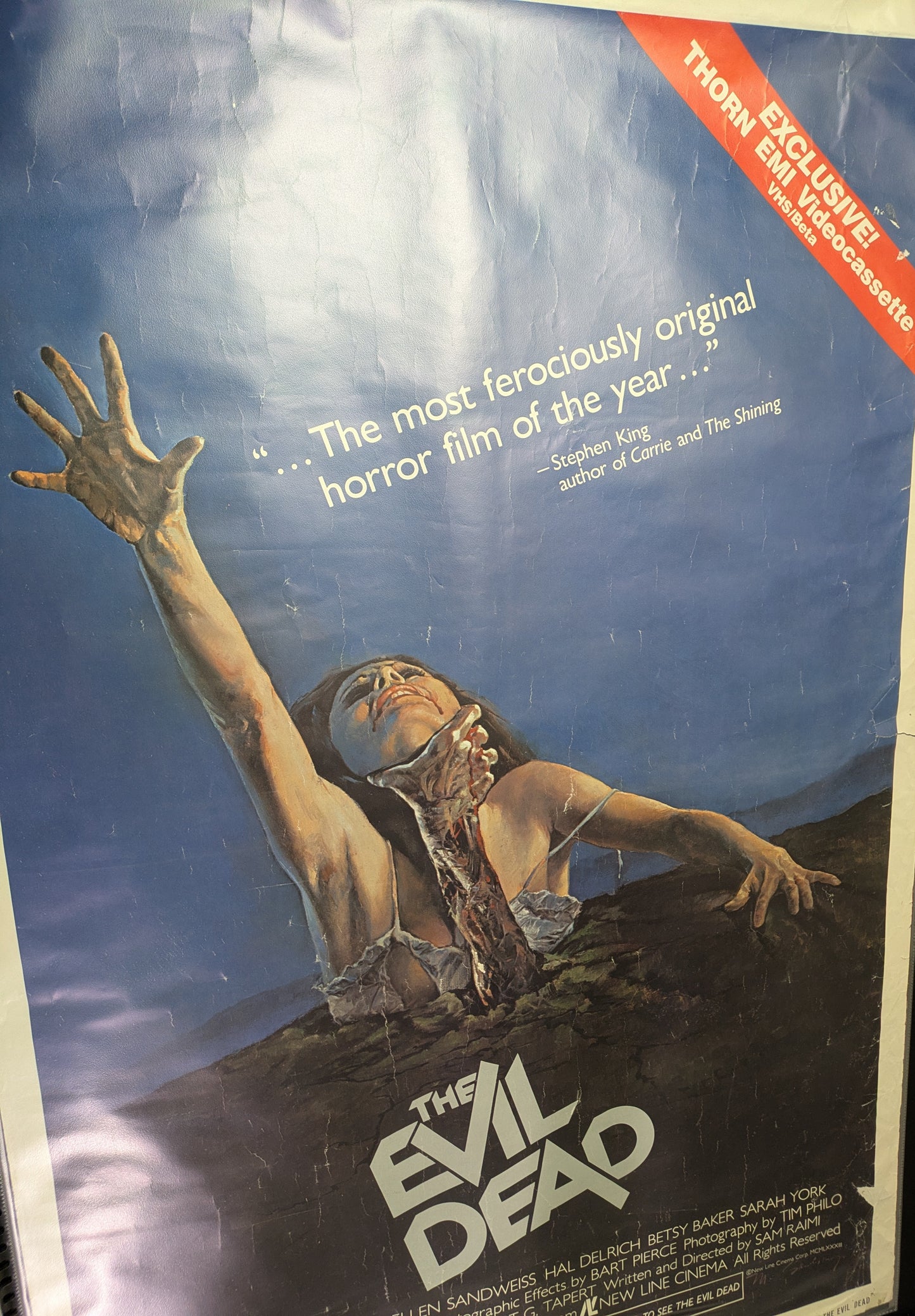 Evil Dead 27x41 Original One Sheet Rental Store Movie Poster 1983 - Rough Shape