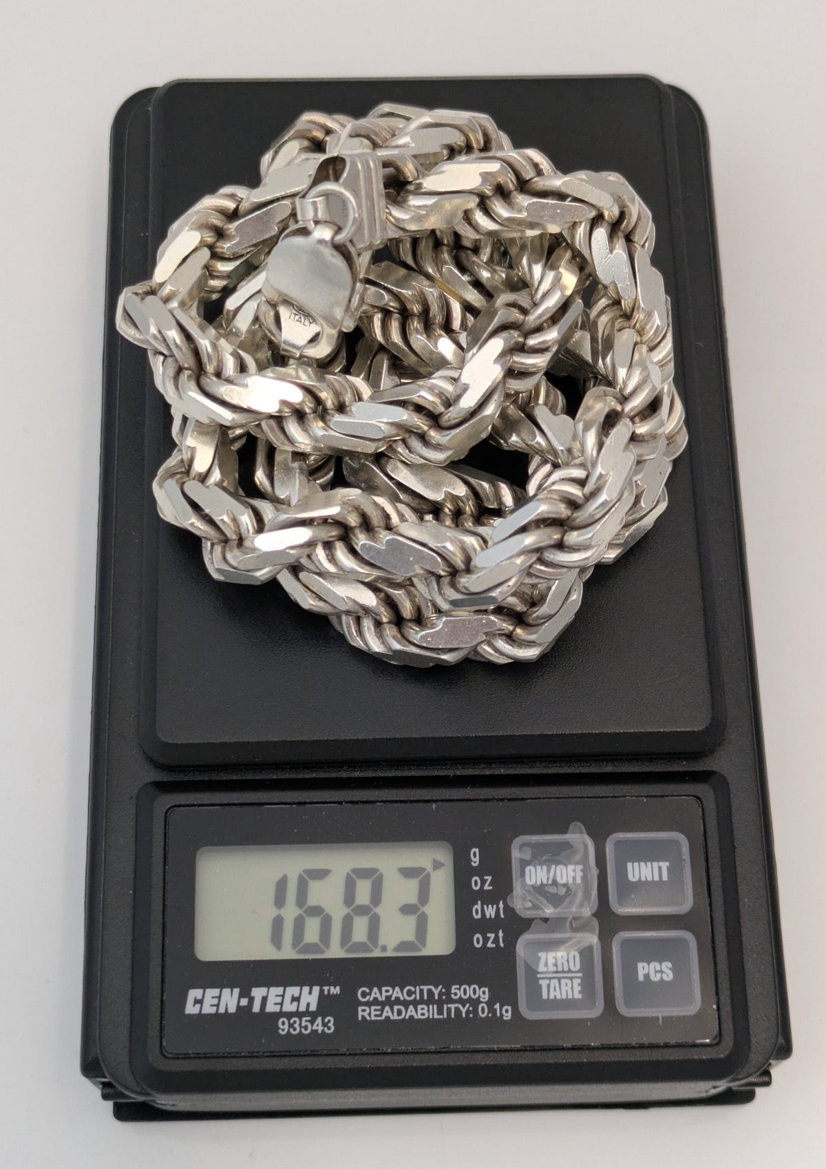 925 Sterling Silver Solid Diamond Cut Rope Chain / Necklace 24" 9mm 168 Grams
