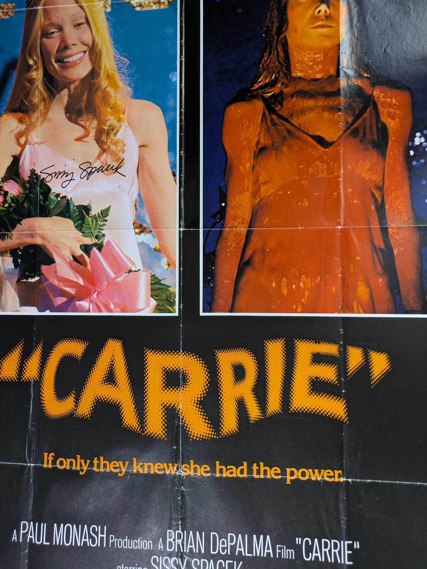Carrie 1976 Original 27x41 One Sheet Movie Signed / Autographed By Sissy Spacek