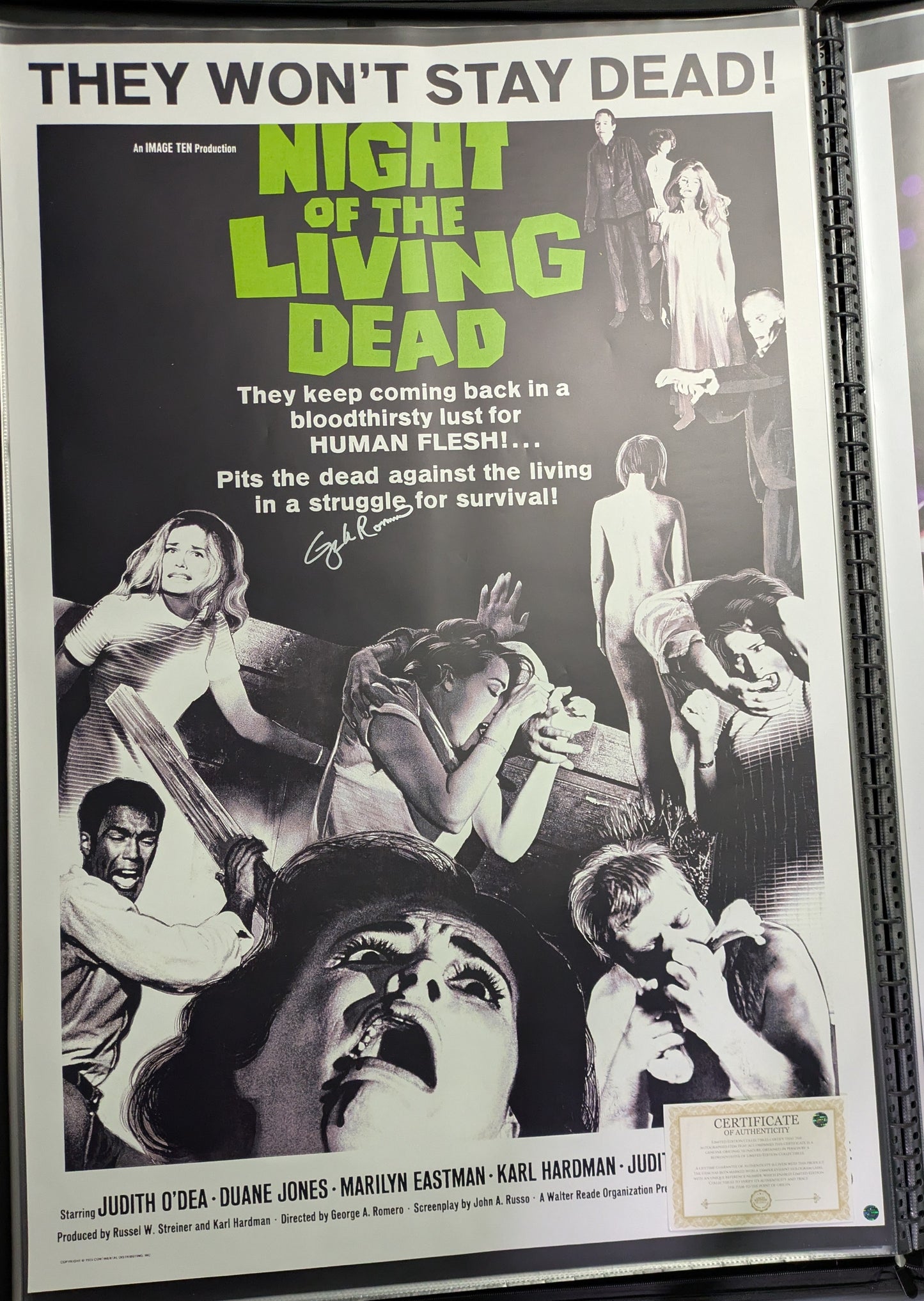 George A Romero Signed / Autographed Night Of The Living Dead 27x40 Poster COA