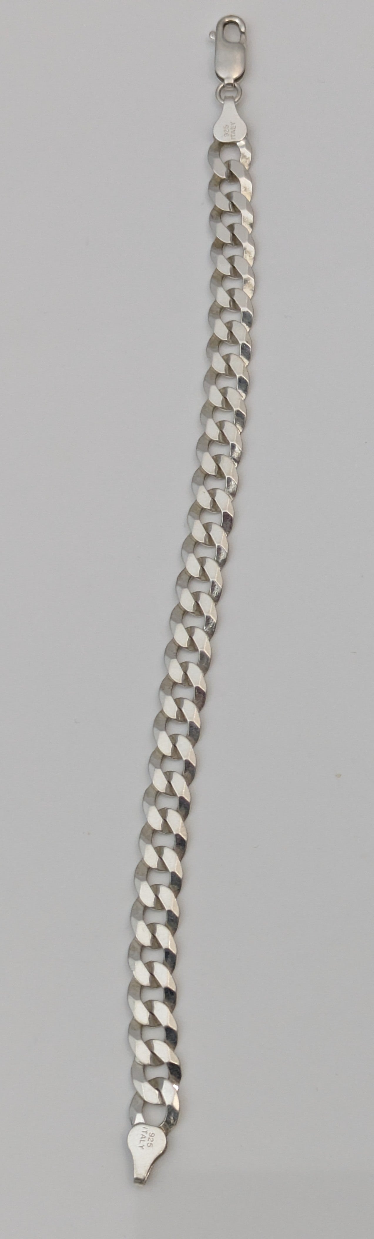 925 Sterling Silver Diamond Cut Flat Curb Cuban Bracelet 7mm 7.5 Inches 9+ Grams