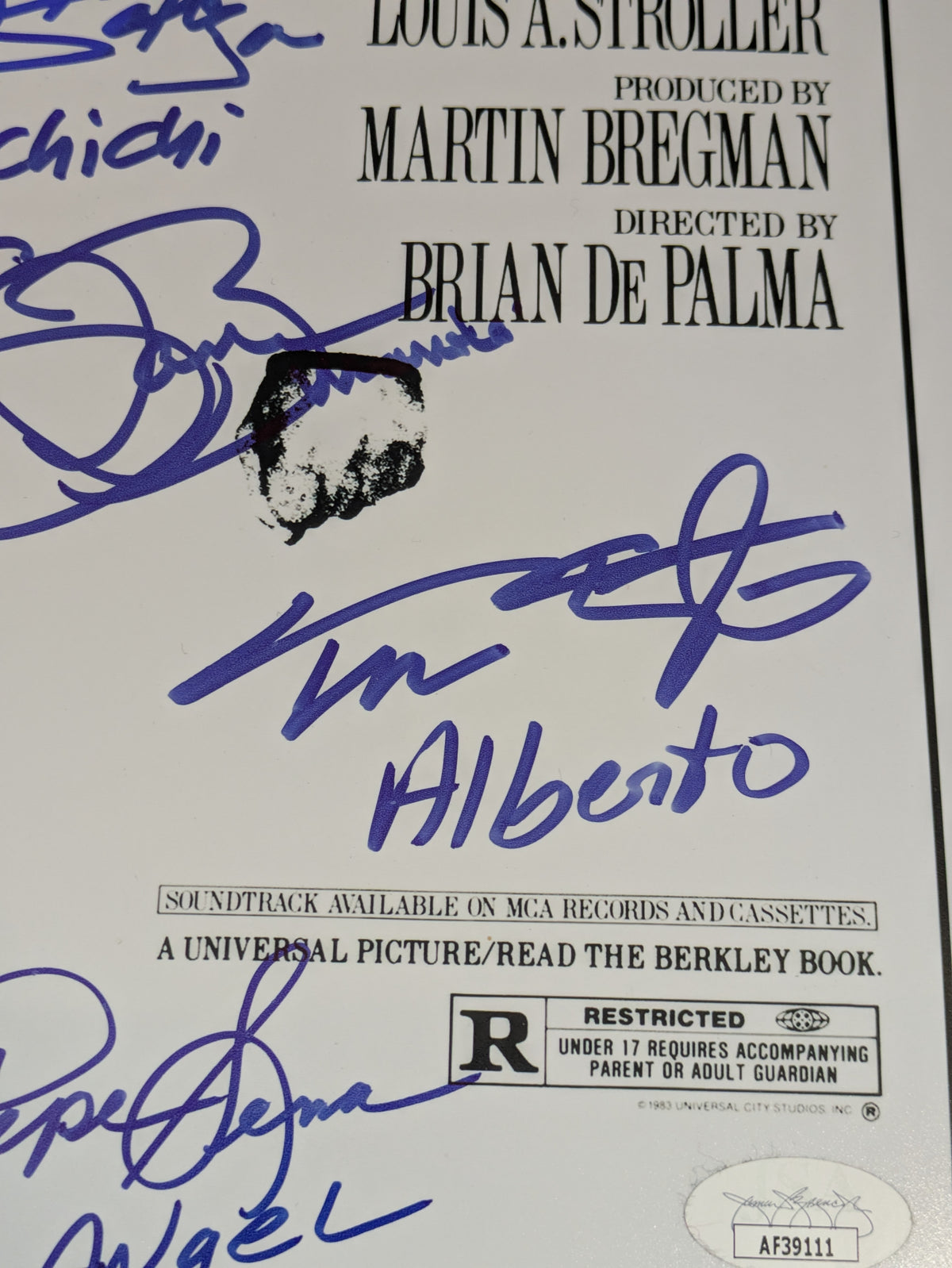 Scarface Cast Signed x4 11x17 Poster JSA COA Steven Bauer Mark Margolis