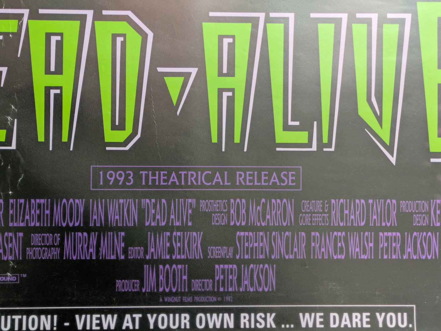 Dead Alive 1993 Original 27x40 One Sheet Movie Poster Used Peter Jackson Horror