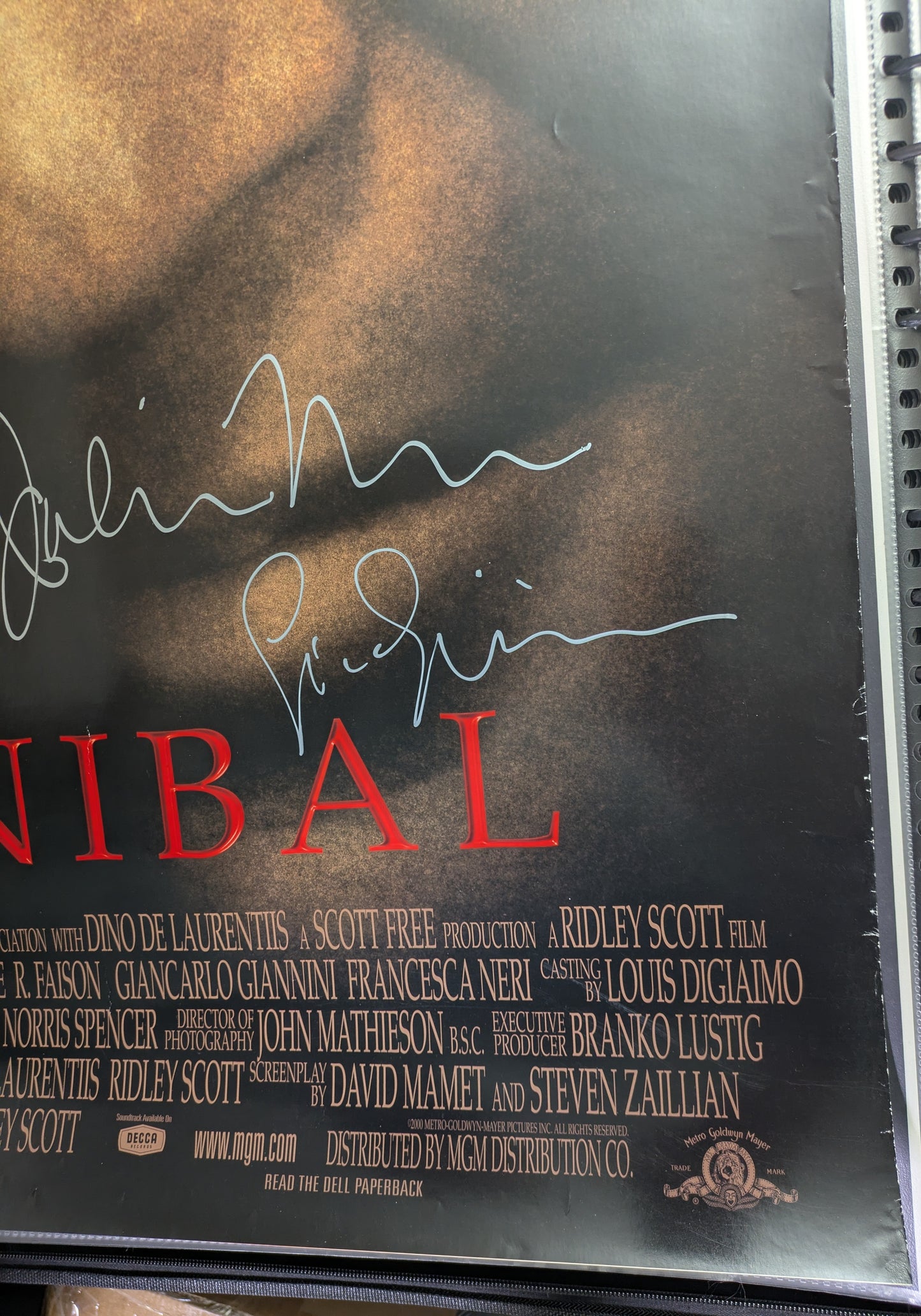 Hannibal 27x40 Poster Signed By Anthony Hopkins Julianne Moore Gary Oldman JSA