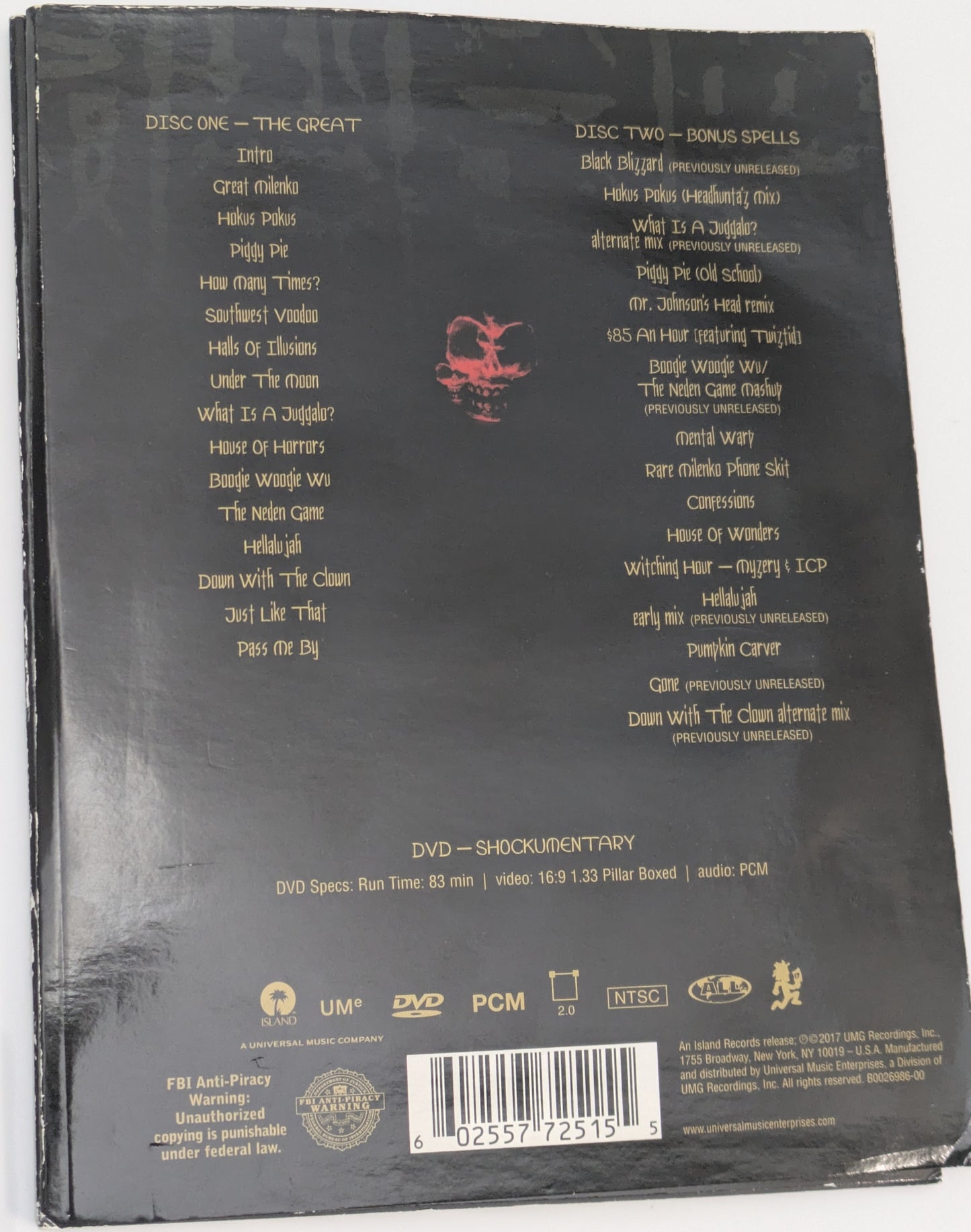 Insane Clown Posse ICP The Great Milenko 20th Anniversary 3 Disc CD / DVD Set